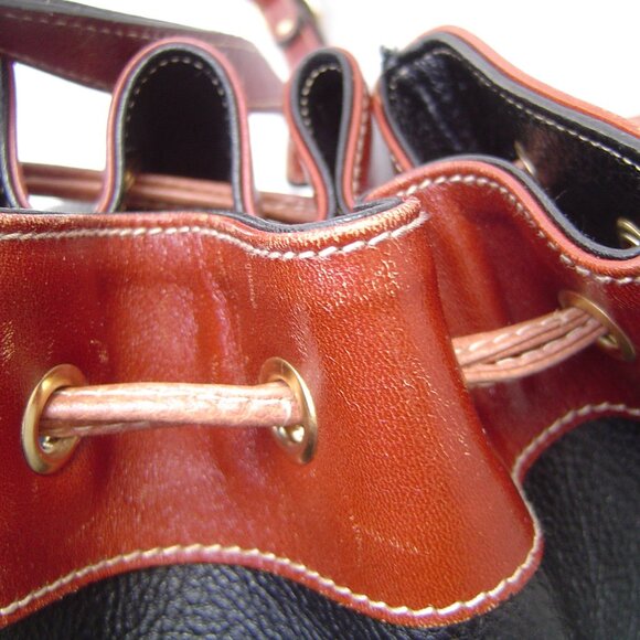 AUTHENTIC BALLY BLACK PEBBLE LEATHER DRAWSTRING SATCHEL EUC - Picture 14 of 16